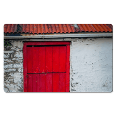 Desk Mat - Red Door on Weathered Stone Farm Building, County Clare - James A. Truett - Moods of Ireland - Irish Art