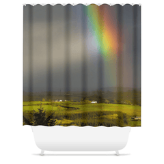 Shower Curtain - Vibrant Rainbow over County Clare Countryside - James A. Truett - Moods of Ireland - Irish Art