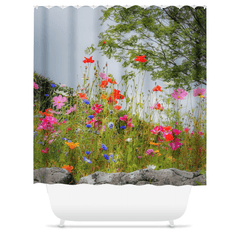 Shower Curtain - Wildflowers in Limestone Bed, County Clare - James A. Truett - Moods of Ireland - Irish Art