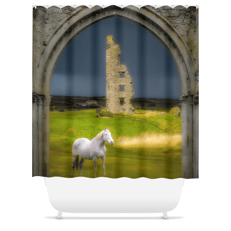 Shower Curtain - Dough Castle in Lahinch, County Clare - James A. Truett - Moods of Ireland - Irish Art