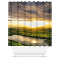 Shower Curtain - Autumn Sunrise over Ballylean Lake, Kildysart, County Clare - James A. Truett - Moods of Ireland - Irish Art