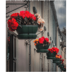 Shower Curtain - Hanging Baskets of Clarecastle, County Clare - James A. Truett - Moods of Ireland - Irish Art