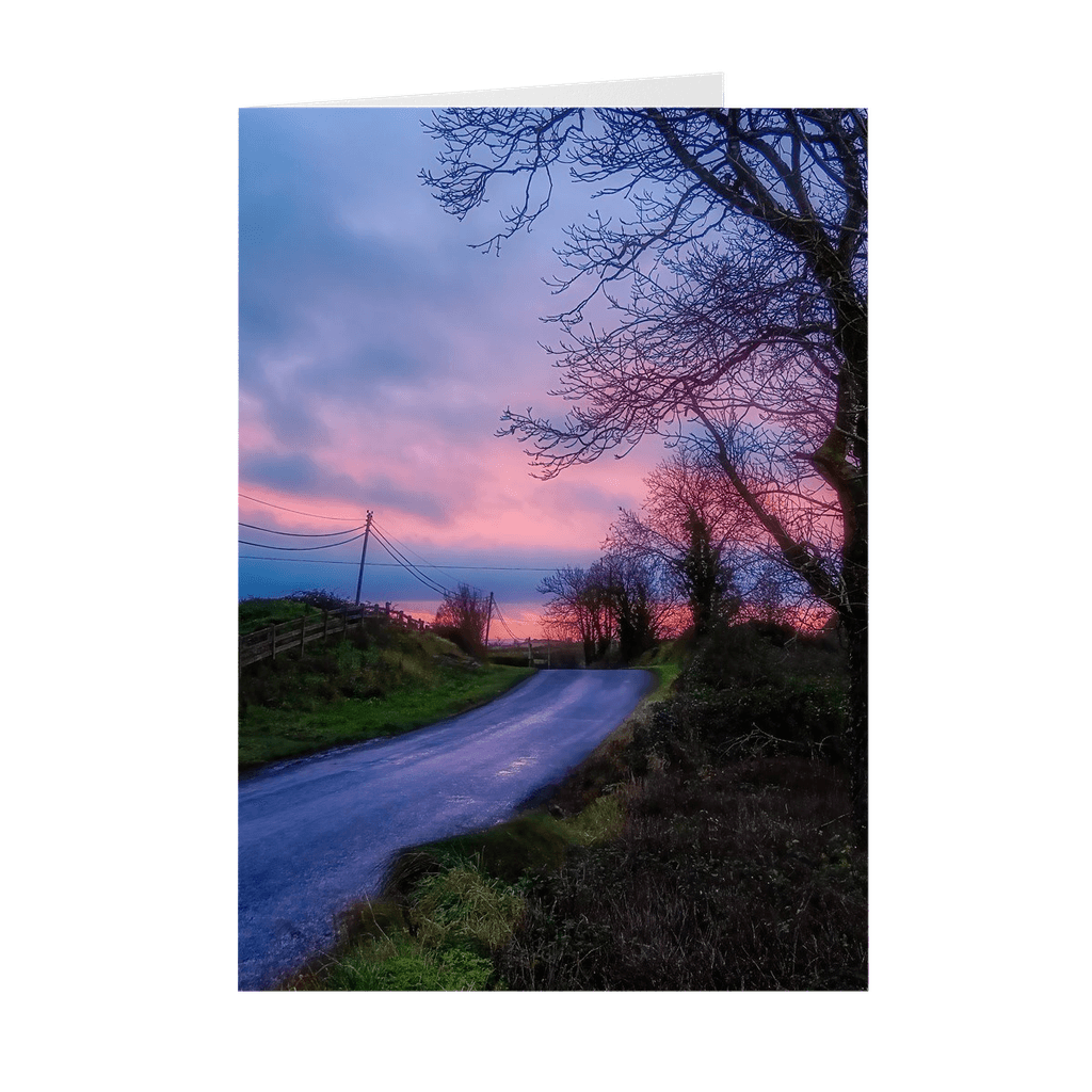 Folded Note Cards - Soothing Pink Sunrise over County Clare Country Road - James A. Truett - Moods of Ireland - Irish Art