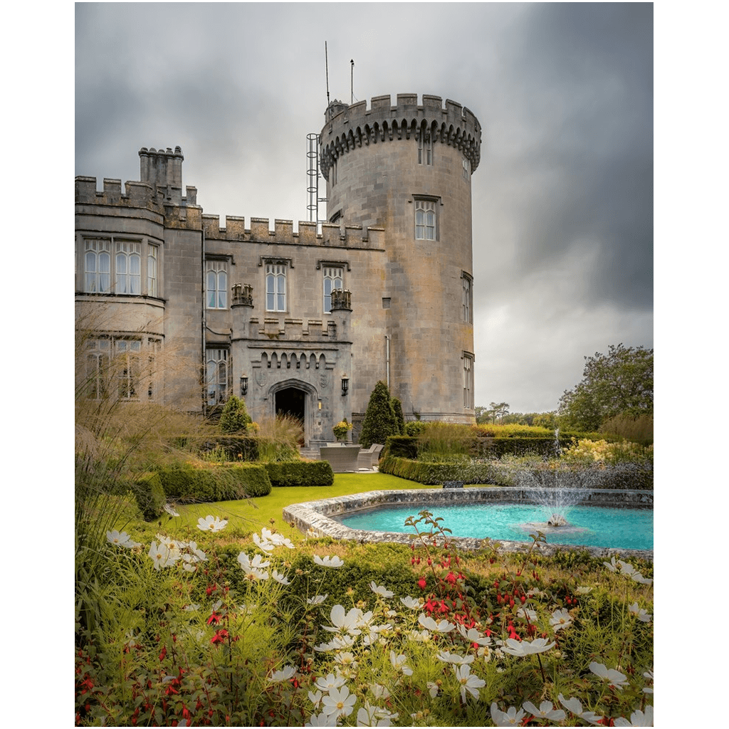 Print - Side entrance and Garden, Dromoland Castle, County Clare - James A. Truett - Moods of Ireland - Irish Art