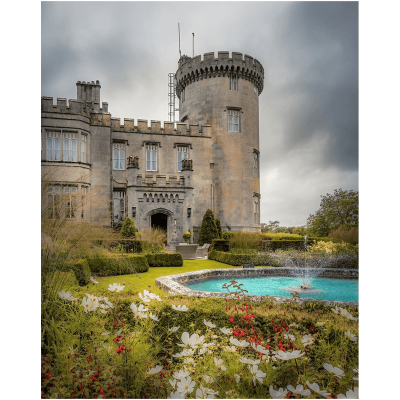 Print - Side entrance and Garden, Dromoland Castle, County Clare - James A. Truett - Moods of Ireland - Irish Art