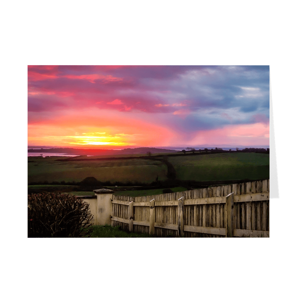 Folded Note Cards - Shannon Estuary Sunrise over Weathered Fence, County Clare - James A. Truett - Moods of Ireland - Irish Art