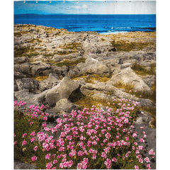 Shower Curtain - Sea Pinks Blooming in the Burren Limestone, County Clare - James A. Truett - Moods of Ireland - Irish Art