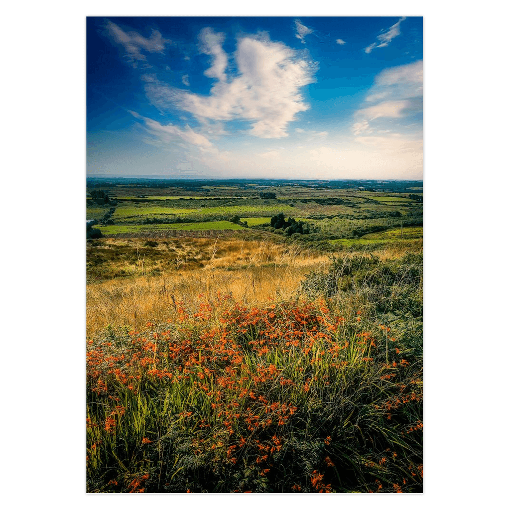 Folded Note Cards - Irish Countryside Vista from the Hills of Frure, County Clare - Moods of Ireland