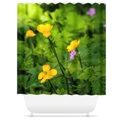 Shower Curtain - Wildflowers in Filtered Sunlight, Ballylee, County Galway - James A. Truett - Moods of Ireland - Irish Art