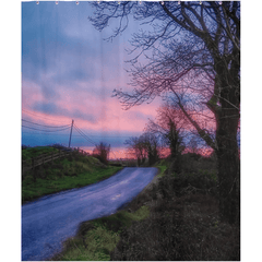 Shower Curtain - Soothing Pink Sunrise over County Clare Country Road - James A. Truett - Moods of Ireland - Irish Art