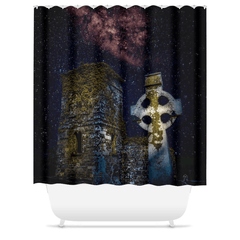 Shower Curtain - Night Sky over Clondegad Graveyard, County Clare - James A. Truett - Moods of Ireland - Irish Art