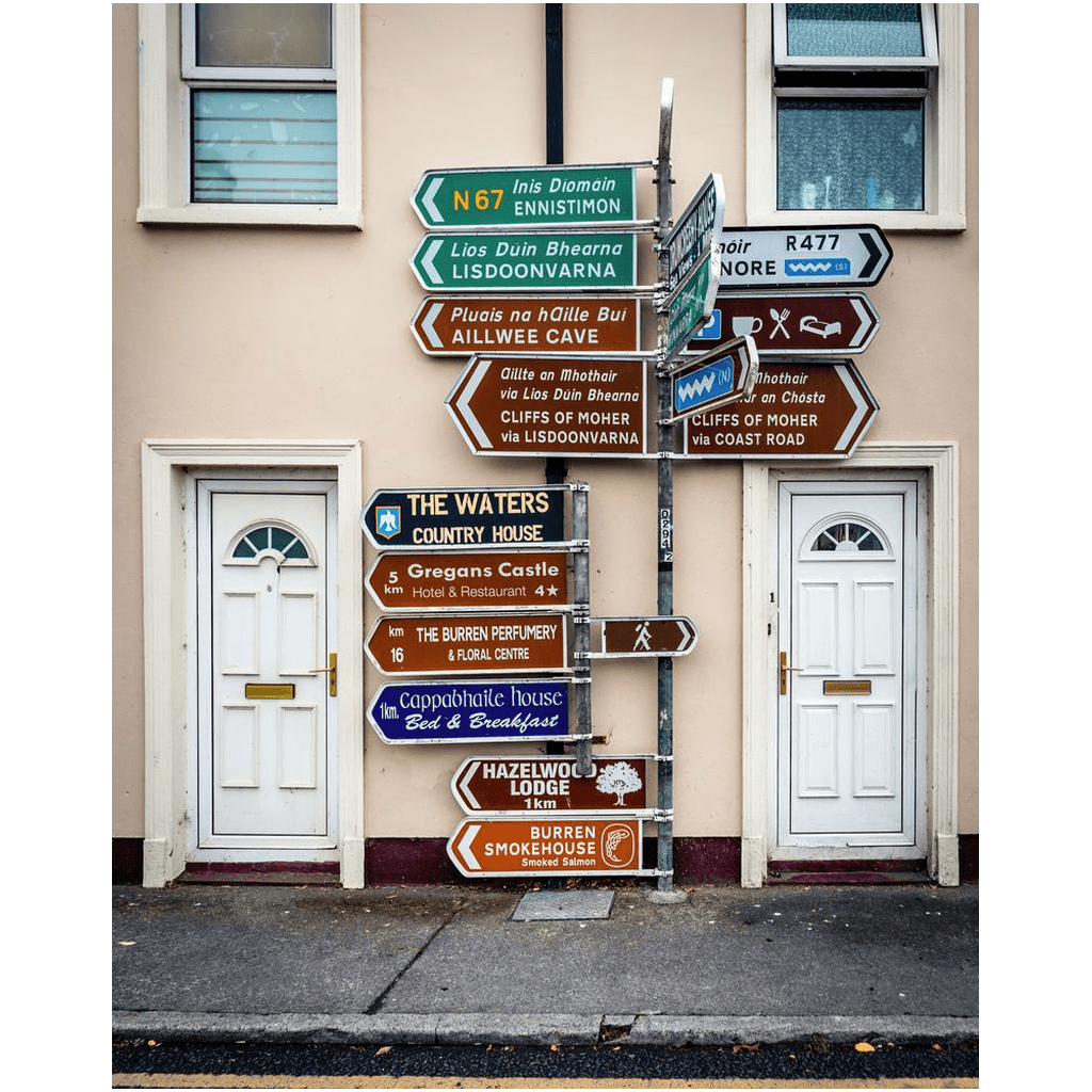 Print - Irish Road Signs of Ballyvaughan, County Clare - Moods of Ireland