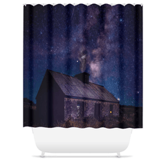 Shower Curtain - Starry Night over Abandoned Cottage, County Clare - Moods of Ireland