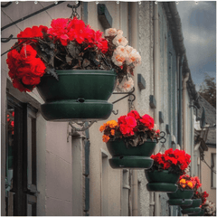 Shower Curtain - Hanging Baskets of Clarecastle, County Clare - James A. Truett - Moods of Ireland - Irish Art