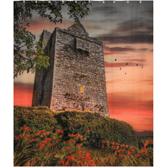 Shower Curtain - Ballinalacken Castle at Sunset, County Clare - James A. Truett - Moods of Ireland - Irish Art