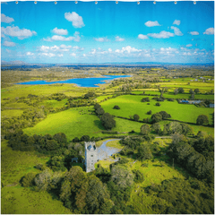 Shower Curtain - Medieval Dysert O'Dea Castle and Ballycullinan Lough, County Clare - James A. Truett - Moods of Ireland - Irish Art