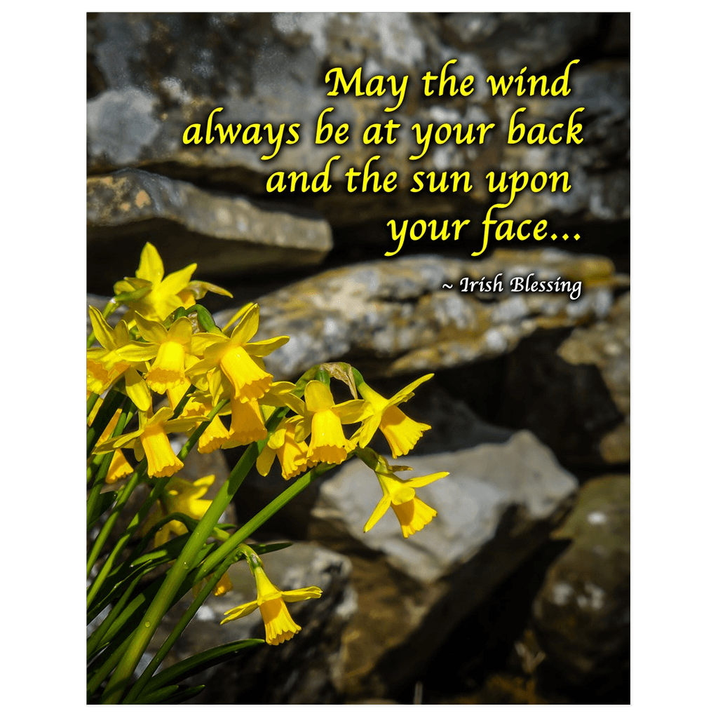 Print - Irish Blessing with Daffodils and Stone Wall - James A. Truett - Moods of Ireland - Irish Art