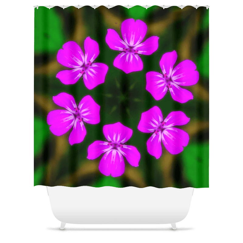 Shower Curtain - Abstract Herb Robert Bouquet - Moods of Ireland