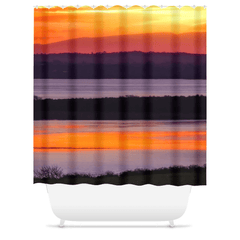 Shower Curtain - Firey Shannon Estuary Sunrise, County Clare, Ireland - James A. Truett - Moods of Ireland - Irish Art