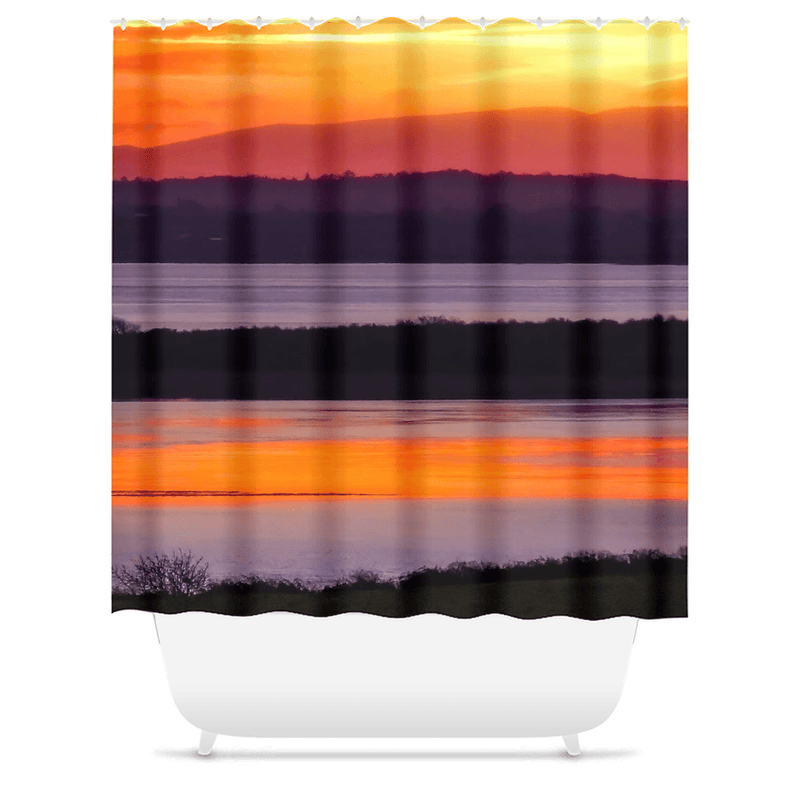 Shower Curtain - Firey Shannon Estuary Sunrise, County Clare, Ireland - James A. Truett - Moods of Ireland - Irish Art