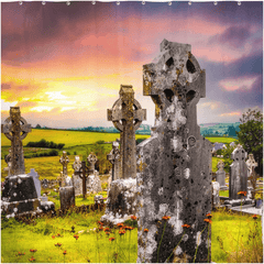 Shower Curtain - Celtic Crosses in Tulla Graveyard, County Clare - James A. Truett - Moods of Ireland - Irish Art