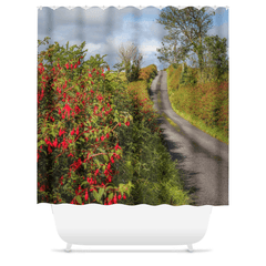 Shower Curtain -Fuchsias Blooming in the Irish Countryside - James A. Truett - Moods of Ireland - Irish Art