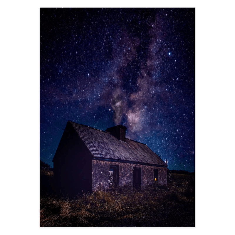 Folded Note Cards - Starry Night over Abandoned Cottage, County Clare - Moods of Ireland