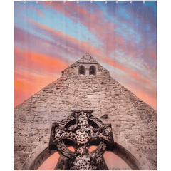 Shower Curtain - Sunrise over St. Tola's Church Ruins, County Clare - James A. Truett - Moods of Ireland - Irish Art