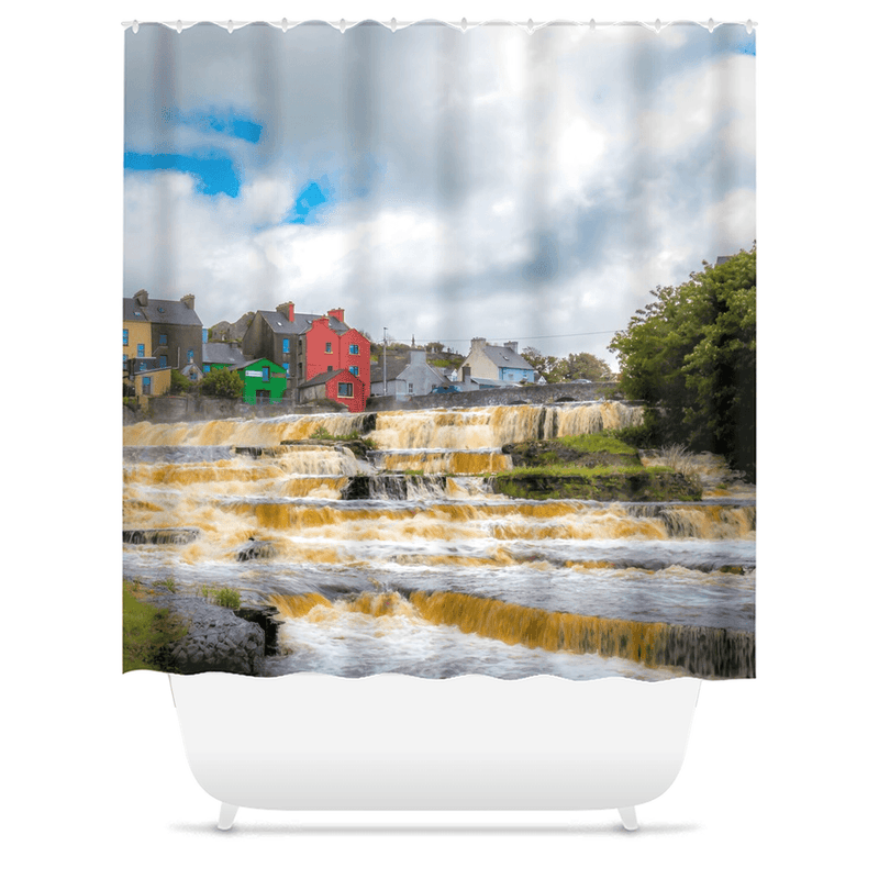 Shower Curtain - Cascades at Ennistymon, County Clare - James A. Truett - Moods of Ireland - Irish Art