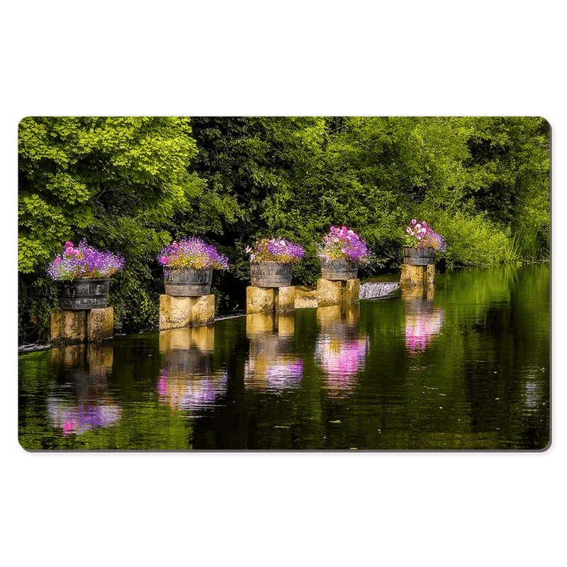 Desk Mat - Sixmilebridge Weir with Flowers, County Clare - James A. Truett - Moods of Ireland - Irish Art