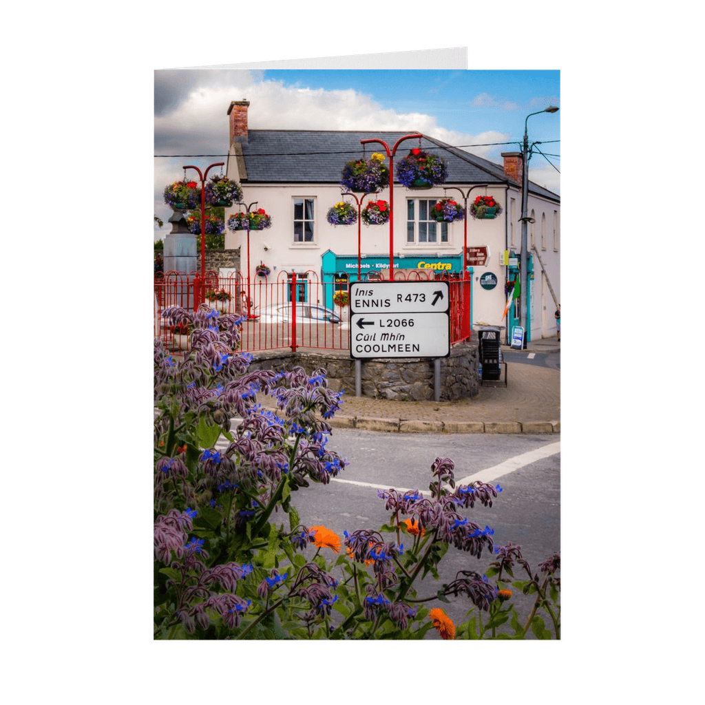 Folded Note Cards - Kildysart Village Square in Summer - James A. Truett - Moods of Ireland - Irish Art