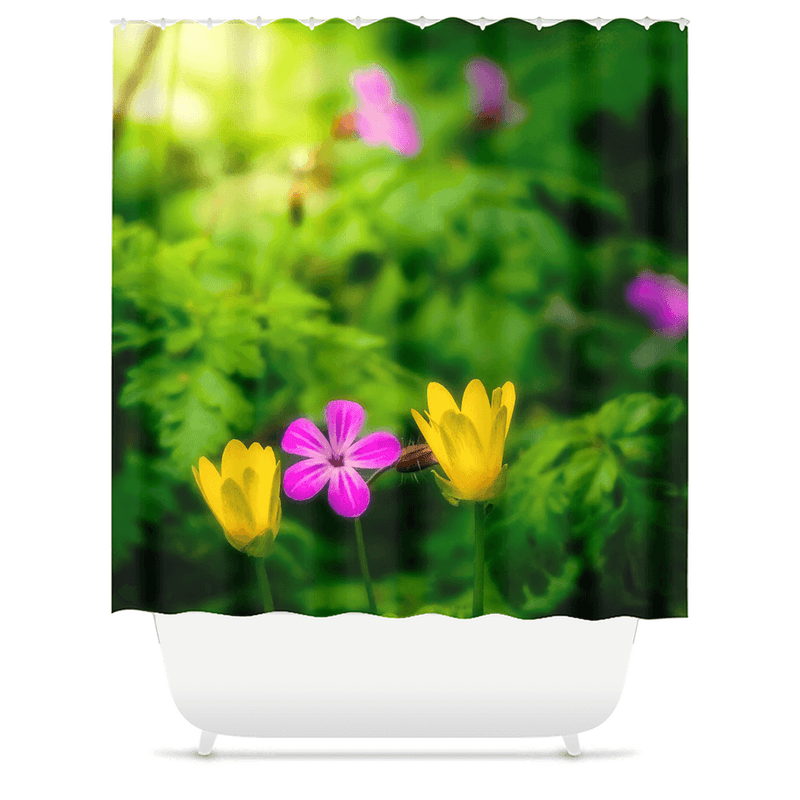 Shower Curtain - Wildflowers at Thoor Ballylee, County Galway, Ireland - James A. Truett - Moods of Ireland - Irish Art