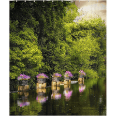 Shower Curtain - Sixmilebridge Weir with Flowers, County Clare - James A. Truett - Moods of Ireland - Irish Art