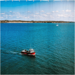 Shower Curtain - Fishing Vessel on Carrigaholt Bay, County Clare - James A. Truett - Moods of Ireland - Irish Art