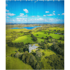 Shower Curtain - Medieval Dysert O'Dea Castle and Ballycullinan Lough, County Clare - James A. Truett - Moods of Ireland - Irish Art