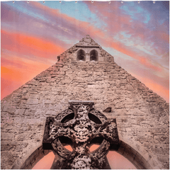 Shower Curtain - Sunrise over St. Tola's Church Ruins, County Clare - James A. Truett - Moods of Ireland - Irish Art