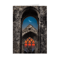Folded Note Cards - Crescent Moon over Quin Abbey, County Clare - James A. Truett - Moods of Ireland - Irish Art