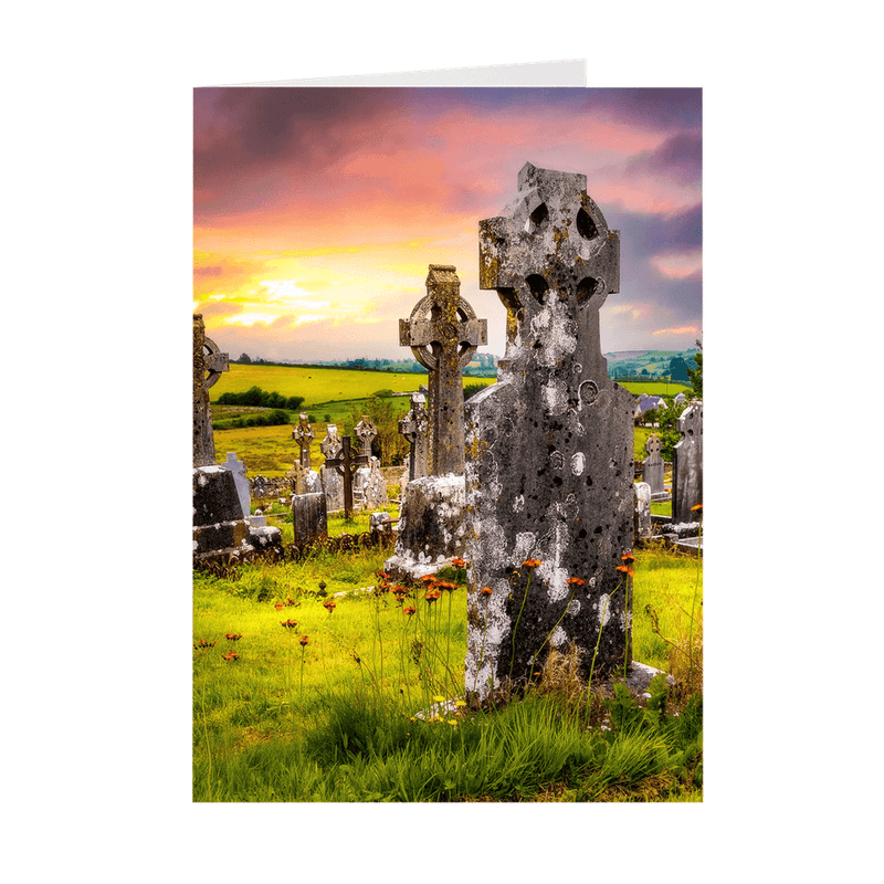Folded Note Cards - Celtic Crosses in Tulla Graveyard, County Clare - James A. Truett - Moods of Ireland - Irish Art