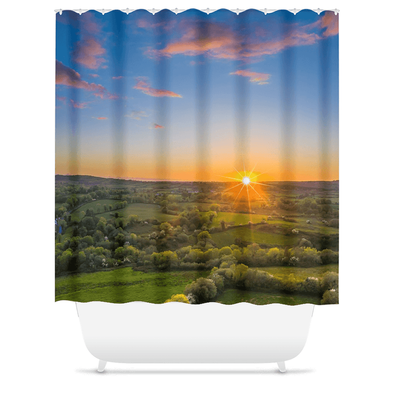 Shower Curtain - May Irish Sunset over County Clare Countryside - James A. Truett - Moods of Ireland - Irish Art