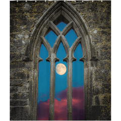 Shower Curtain - Moon through Gothic Arch at Kilmacduagh, County Galway - James A. Truett - Moods of Ireland - Irish Art