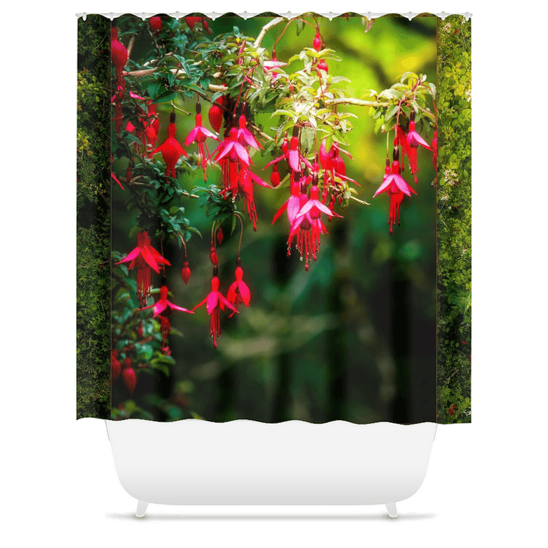 Shower Curtain - Vibrant Fuchsias on a Hillside, County Clare - James A. Truett - Moods of Ireland - Irish Art