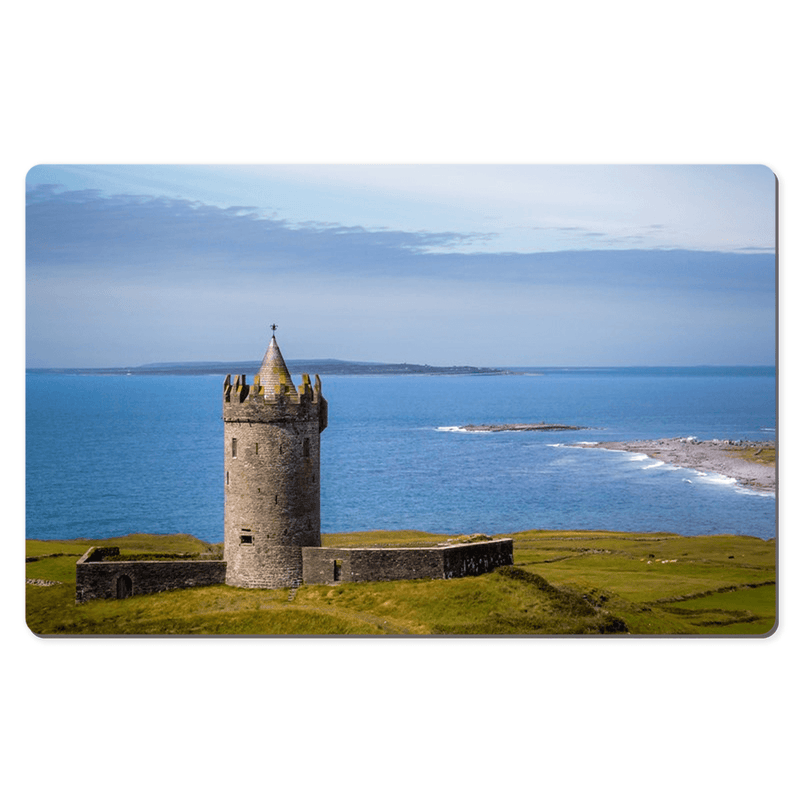 Desk Mat - Doonagore Castle under Blue Skies, County Clare - James A. Truett - Moods of Ireland - Irish Art