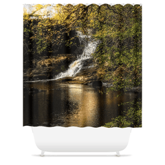 Shower Curtain - Tranquil Bluebell Falls at Clondegad, County Clare - James A. Truett - Moods of Ireland - Irish Art