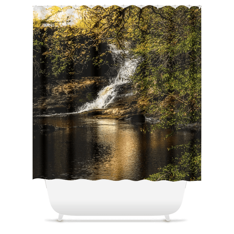 Shower Curtain - Tranquil Bluebell Falls at Clondegad, County Clare - James A. Truett - Moods of Ireland - Irish Art