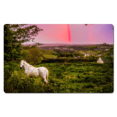 Desk Mat - Monochrome Irish Rainbow at Sunset, County Clare, Ireland - James A. Truett - Moods of Ireland - Irish Art