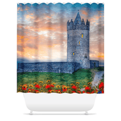 Shower Curtain - Sunset at Doonagore Castle, County Clare - James A. Truett - Moods of Ireland - Irish Art