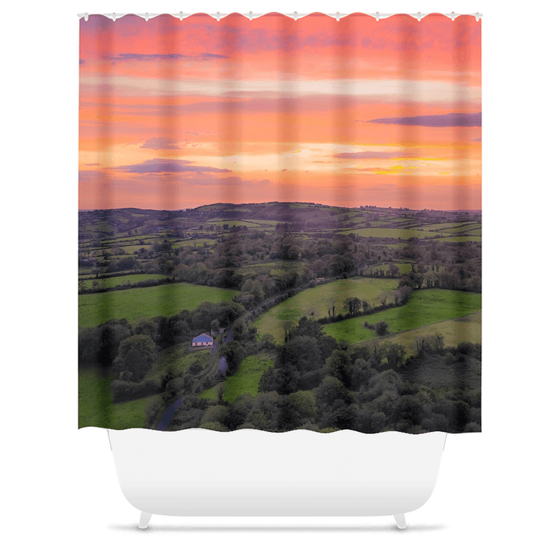 Shower Curtain - Sunset over Kildysart Countryside, County Clare, Ireland - James A. Truett - Moods of Ireland - Irish Art