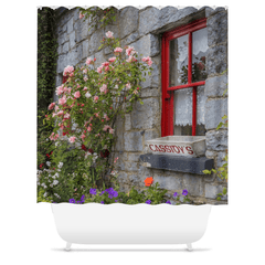 Shower Curtain - Flowers at Cassidy's Pub, Carran, County Clare - James A. Truett - Moods of Ireland - Irish Art