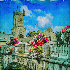 Shower Curtain - Ennis Friary in Summer - James A. Truett - Moods of Ireland - Irish Art