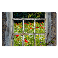 Desk Mat - Irish Wildflower Meadow framed by Weathered Window - James A. Truett - Moods of Ireland - Irish Art